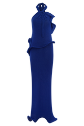 Caprice Halter Knit Maxi Dress - Cobalt